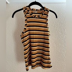 Anthropologie Pilcro retro striped ribbed high neck tank
